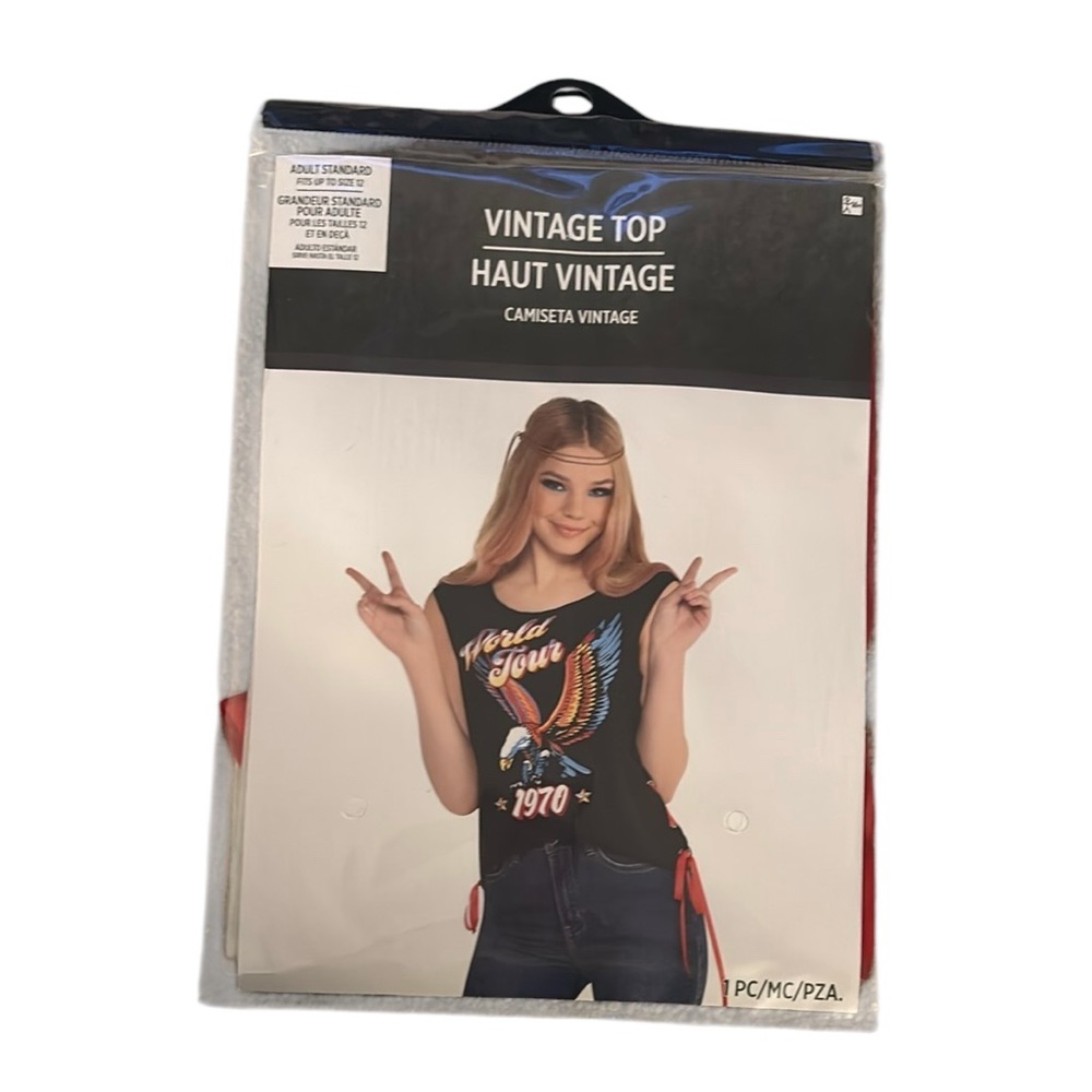 NWT Black 70s Rock World Tour Sleeveless Lace/Up T-Shirt for Adults